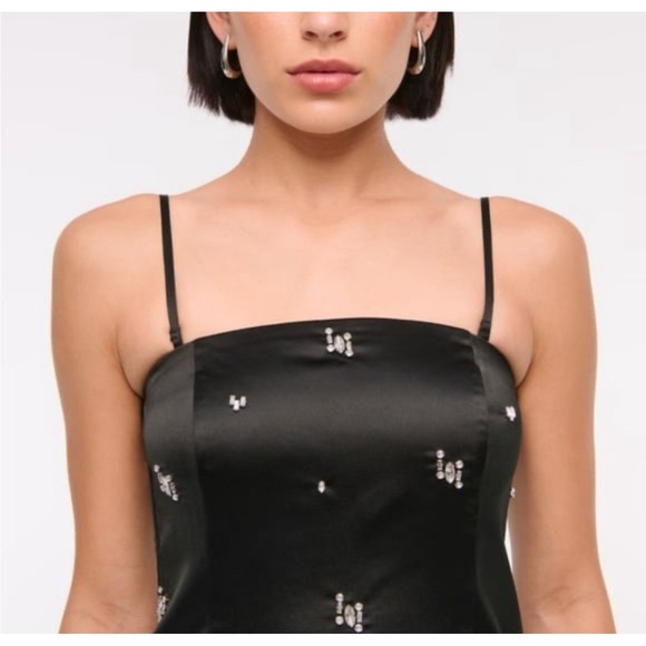 Abercrombie Fitch Black Strapless Mini Dress Embellished Rhinestones X Small - Picture 4 of 8